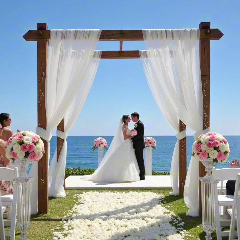 Wedding Arch Draping Fabric 2 Panels 30'' x 18FT Sheer Chiffon Arch Drapery for Easter Bridal Shower Backdrop Outdoor Party Arches Church Ceremony Decoration