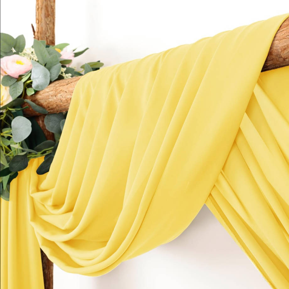 Arch Draping Fabric 2 Panels 30'' x 18FT Yellow Sheer Chiffon Arch Drapery for Bridal Shower Backdrop Outdoor Party Arches Church Ceremony Decoration