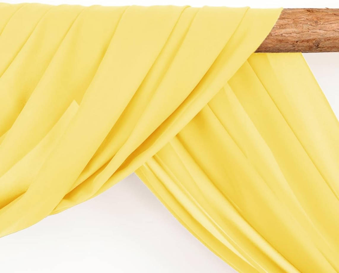 Arch Draping Fabric 2 Panels 30'' x 18FT Yellow Sheer Chiffon Arch Drapery for Bridal Shower Backdrop Outdoor Party Arches Church Ceremony Decoration