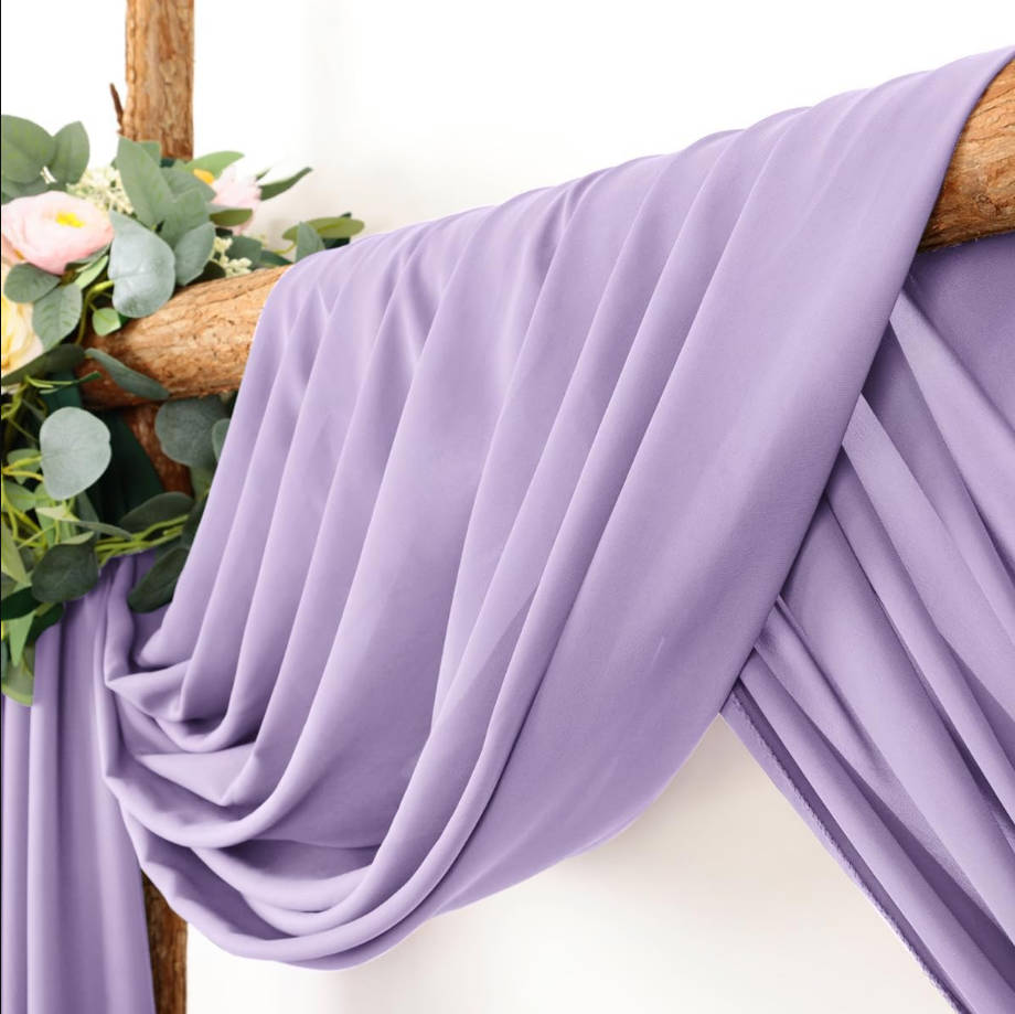Arch Draping Fabric 2 Panels 30'' x 18FT Lilac Sheer Chiffon Arch Drapery for Bridal Shower Backdrop Outdoor Party Arches Church Ceremony Decoration