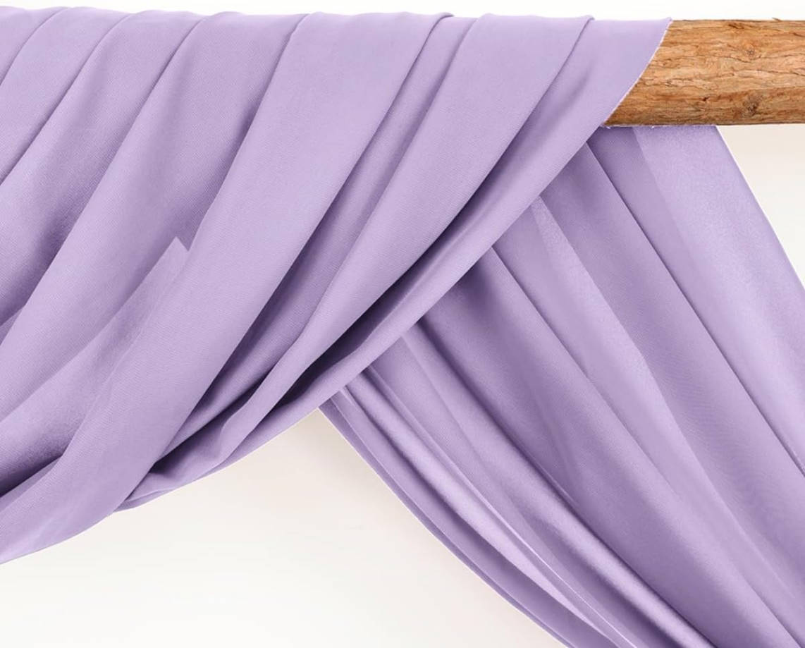 Arch Draping Fabric 2 Panels 30'' x 18FT Lilac Sheer Chiffon Arch Drapery for Bridal Shower Backdrop Outdoor Party Arches Church Ceremony Decoration