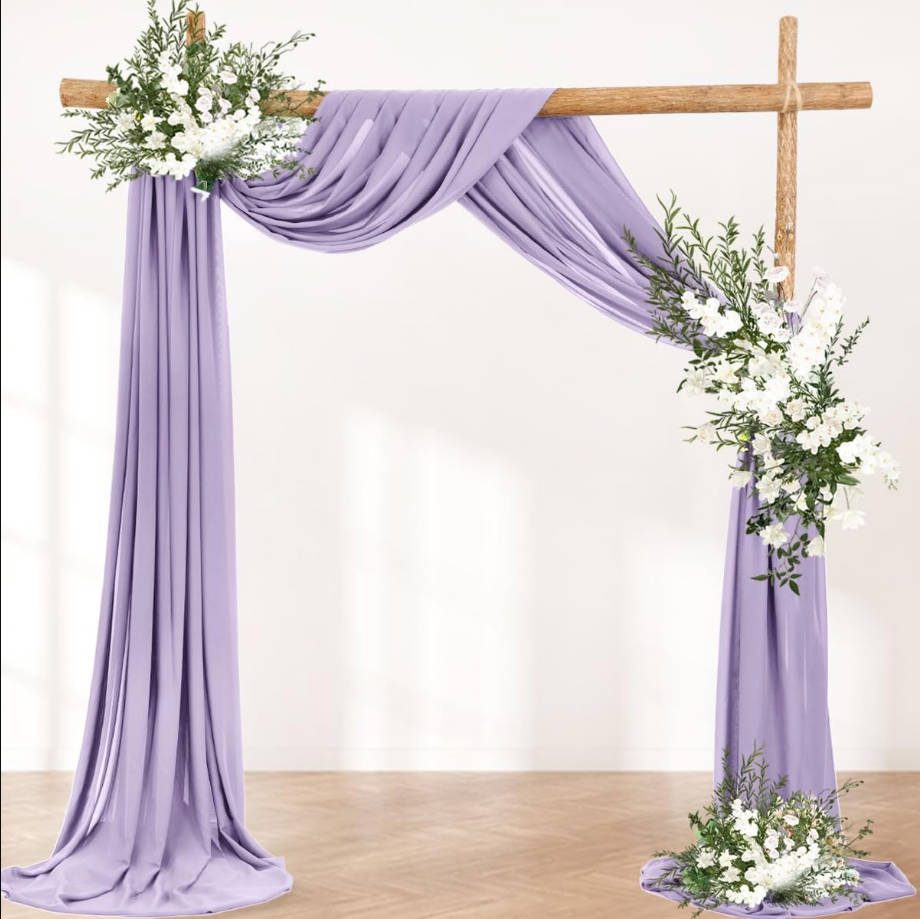 Arch Draping Fabric 2 Panels 30'' x 18FT Lilac Sheer Chiffon Arch Drapery for Bridal Shower Backdrop Outdoor Party Arches Church Ceremony Decoration