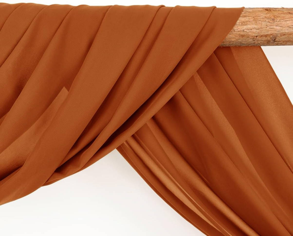 Wedding Arch Draping Fabric 2 Panels 30'' x 18FT Terracotta Sheer Chiffon Arch Drapery for Bridal Shower Backdrop Outdoor Party Arches Church Ceremony Decoration