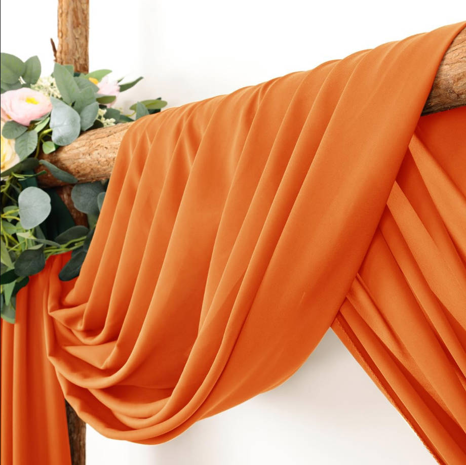 2 Panels Orange Wedding Arch Drapery 6 Yards Long and 30'' Wide Sheer Chiffon Wedding Arch Drapes for Party Backdrop Ceremony Decoration