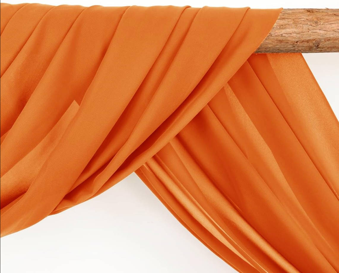 2 Panels Orange Wedding Arch Drapery 6 Yards Long and 30'' Wide Sheer Chiffon Wedding Arch Drapes for Party Backdrop Ceremony Decoration