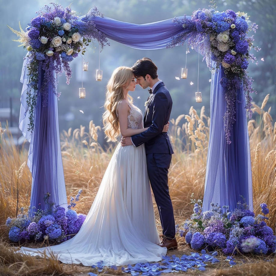 Wedding Arch Draping Fabric, 2 Panels 6 Yards Navy Blue Sheer Backdrop Curtain Window Scarf Valance for Table Event Party Home Decorations（2 Panels）, Navy Blue