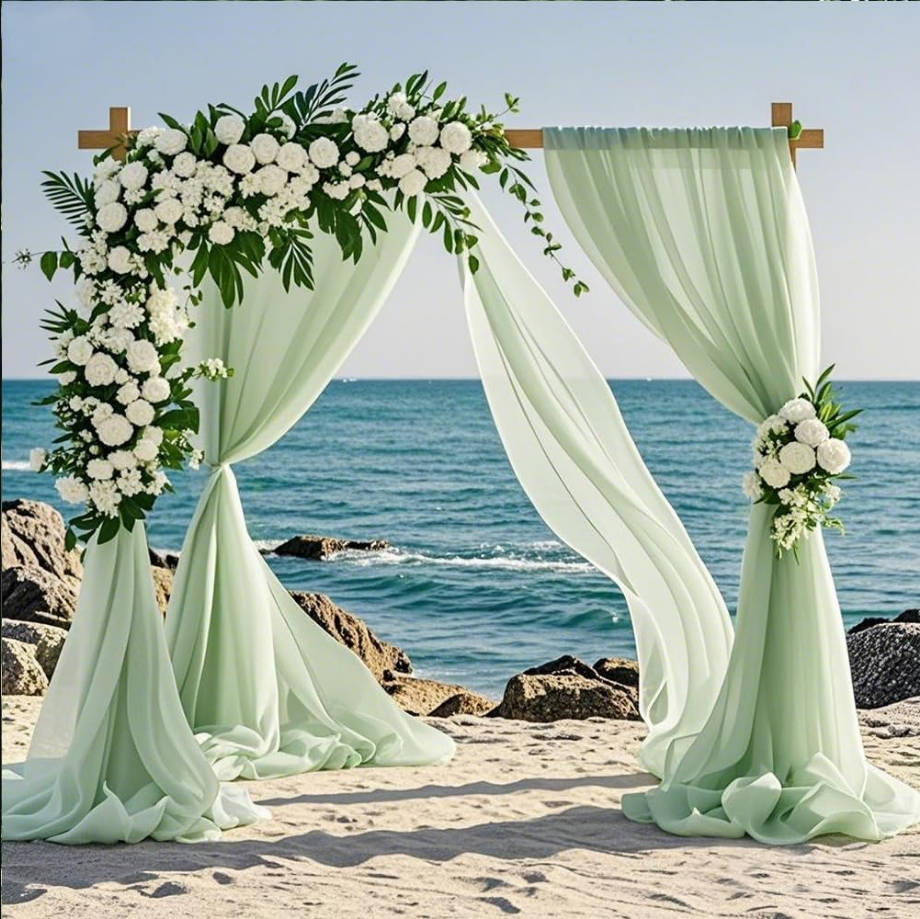 Sage Green Wedding Arch Draping Fabric, 1 Panel 29" X 20FT Sage Green Chiffon Arch Draping Sheer Fabric for Draping Chiffon Arch Drapery for Wedding Ceremony