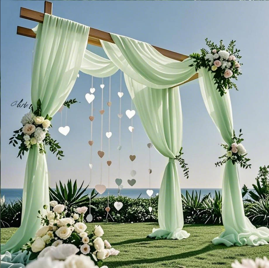 Sage Green Wedding Arch Draping Fabric, 1 Panel 29" X 20FT Sage Green Chiffon Arch Draping Sheer Fabric for Draping Chiffon Arch Drapery for Wedding Ceremony