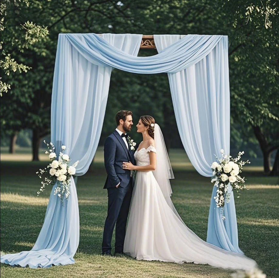 Baby Blue Wedding Arch Draping Fabric, 1 Panel 29" X 20FT Wedding Draping Baby Blue Fabric, Chiffon Fabric for Weddings Decor