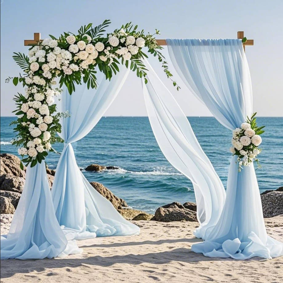 Baby Blue Wedding Arch Draping Fabric, 1 Panel 29" X 20FT Wedding Draping Baby Blue Fabric, Chiffon Fabric for Weddings Decor