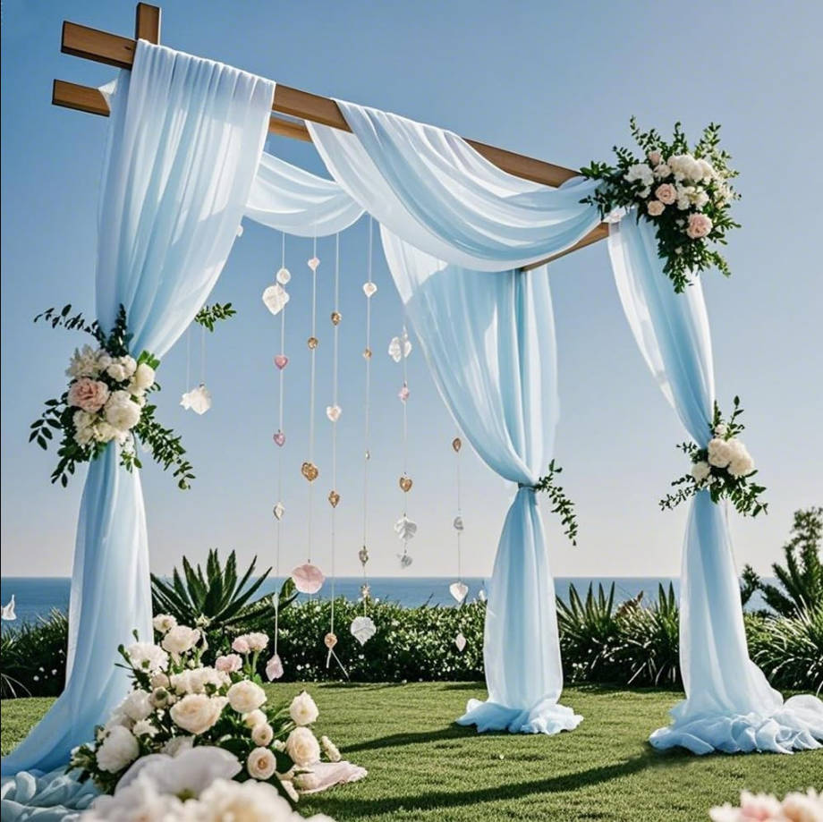 Baby Blue Wedding Arch Draping Fabric, 1 Panel 29" X 20FT Wedding Draping Baby Blue Fabric, Chiffon Fabric for Weddings Decor