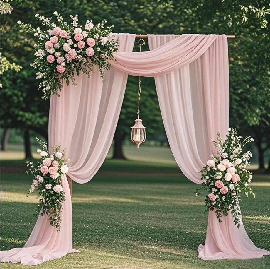 Wedding Arch Draping Fabric, 1 Panel 29" X 20FT Blush Chiffon Wedding Draping Fabric for Ceremony Party Decor, Blush Chiffon Fabric Drapes for Party Arbor Birthday Decoration