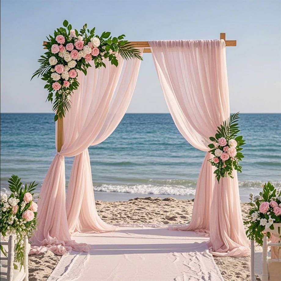 Wedding Arch Draping Fabric, 1 Panel 29" X 20FT Blush Chiffon Wedding Draping Fabric for Ceremony Party Decor, Blush Chiffon Fabric Drapes for Party Arbor Birthday Decoration