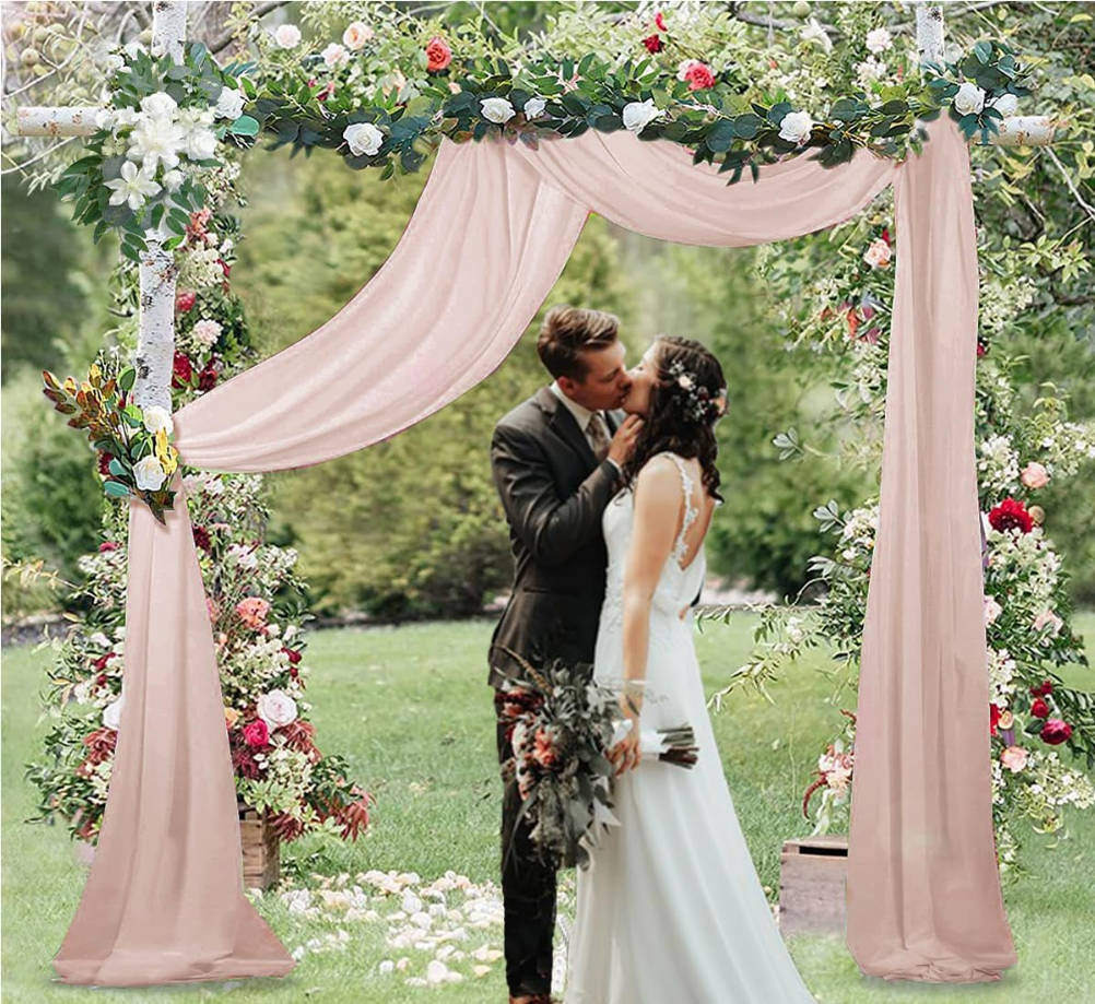 Wedding Arch Draping Fabric, 1 Panel 29" X 20FT Blush Chiffon Wedding Draping Fabric for Ceremony Party Decor, Blush Chiffon Fabric Drapes for Party Arbor Birthday Decoration