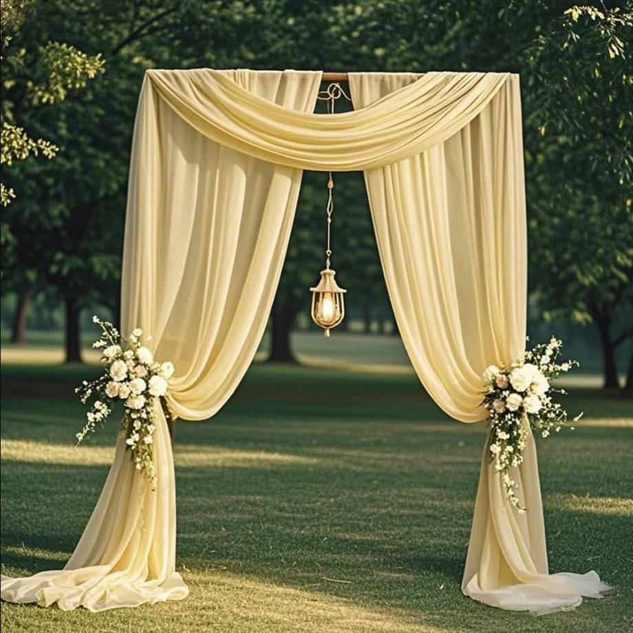 Wedding Arch Draping Fabric, MAGTOWNE 1 Panel 29" X 20FT Champagne Wedding Arch Draping Fabric for Ceremony Party Decor, Chiffon Fabric Drapes for Weddings Arbor Birthday Decor