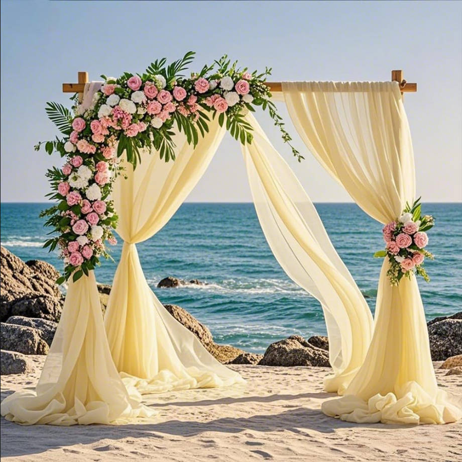 Wedding Arch Draping Fabric, MAGTOWNE 1 Panel 29" X 20FT Champagne Wedding Arch Draping Fabric for Ceremony Party Decor, Chiffon Fabric Drapes for Weddings Arbor Birthday Decor