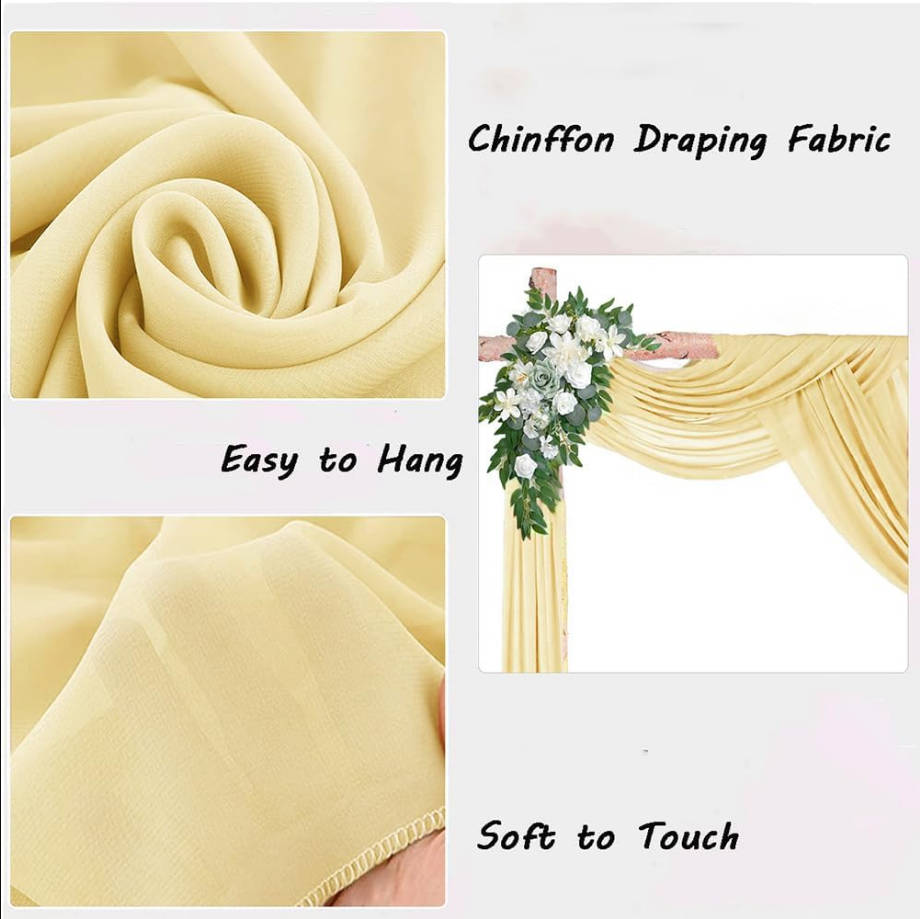 Wedding Arch Draping Fabric, MAGTOWNE 1 Panel 29" X 20FT Champagne Wedding Arch Draping Fabric for Ceremony Party Decor, Chiffon Fabric Drapes for Weddings Arbor Birthday Decor