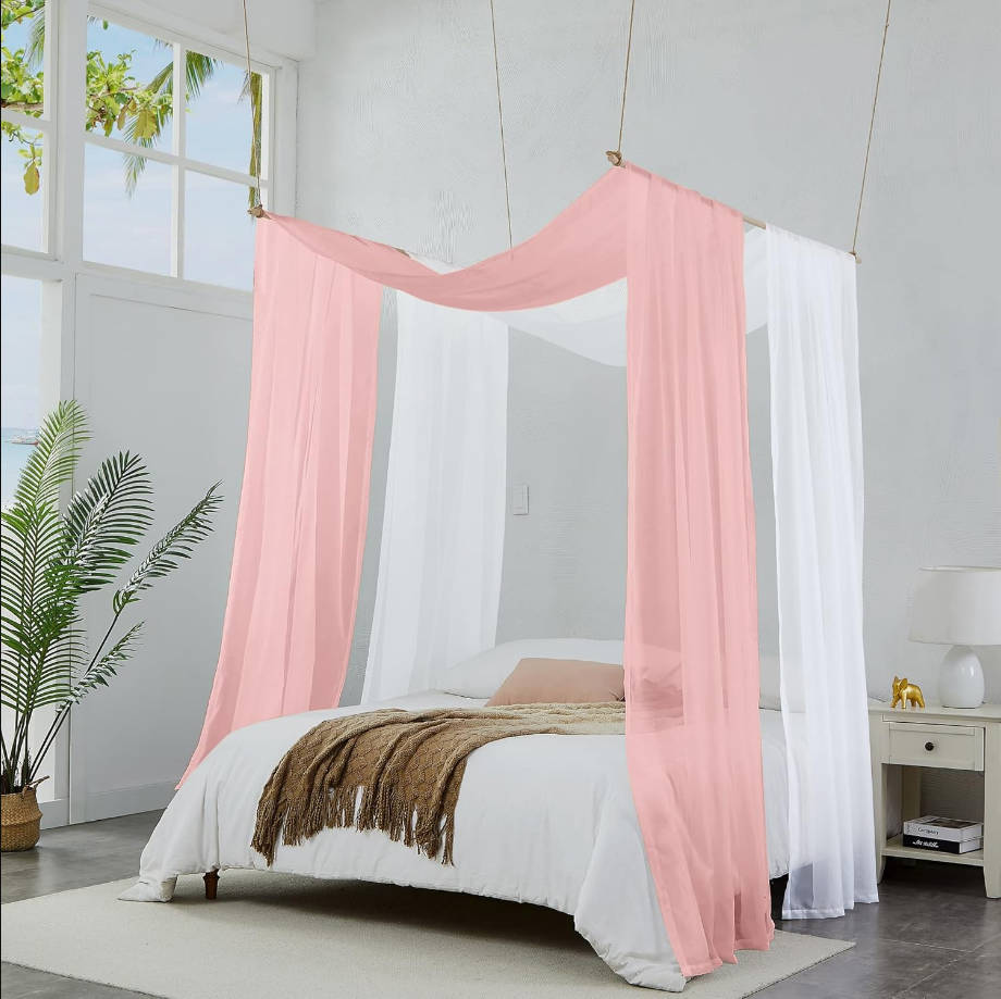 Wedding Arch Draping Fabric Bundle Has 2 216 Inch (18 Feet) Scarves in Dusty Rose & White Fabric for Wedding Fabric, Wedding Ceremony or Wedding Decoration. AD White & Rose 216”