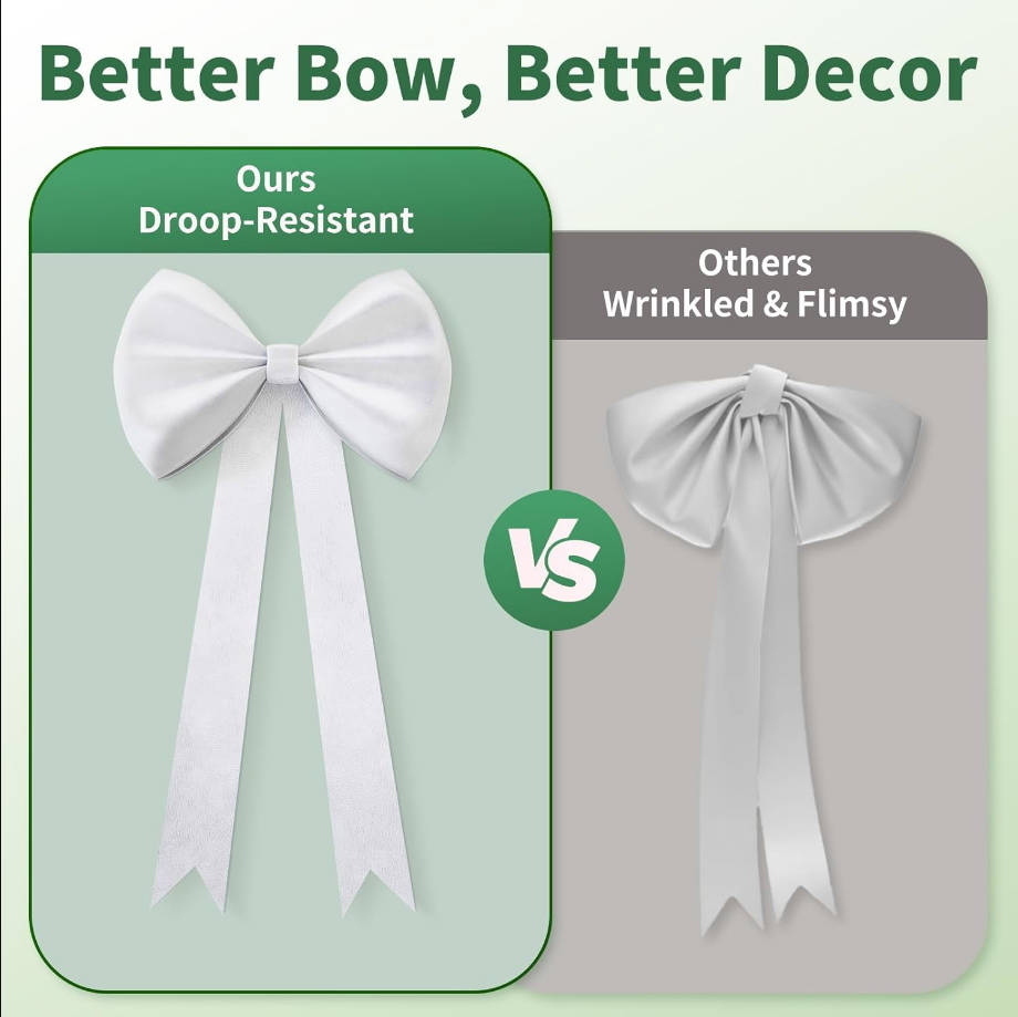 White Bow Birthday Decorations 25x61 Inch Big Wall Decor Backdrop Large Wedding Bridal Baby Shower Bachelorette Party Engagement Bow Themed Party Decorations for Girls Room Decor