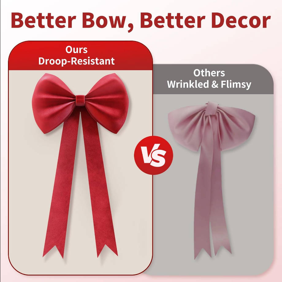 Red Bow Birthday Decorations 25x61 Inch Big Wall Decor Backdrop Large Wedding Bridal Baby shower Bachelorette Party Christmas Engagement Bow Themed Party Decorations for Girls Room Decor