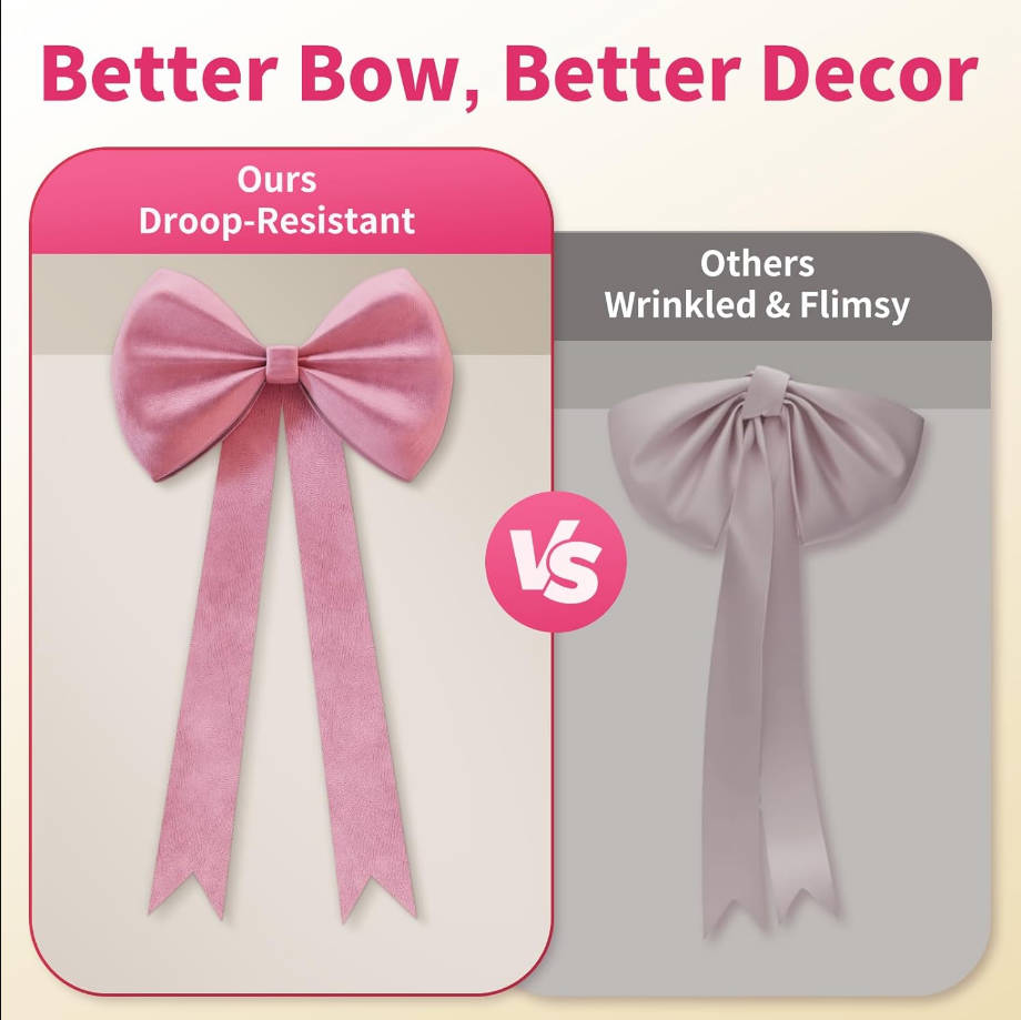 Pink Bow Birthday Decorations 25x61 Inch Big Wall Decor Backdrop Large Bridal Baby Shower Bachelorette Party Engagement Bow Themed Party Decorations for Girls Coquette Room Decor