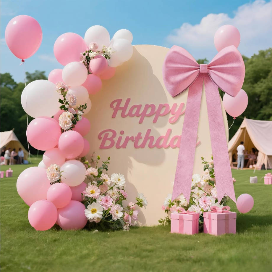 Pink Bow Birthday Decorations 25x61 Inch Big Wall Decor Backdrop Large Bridal Baby Shower Bachelorette Party Engagement Bow Themed Party Decorations for Girls Coquette Room Decor