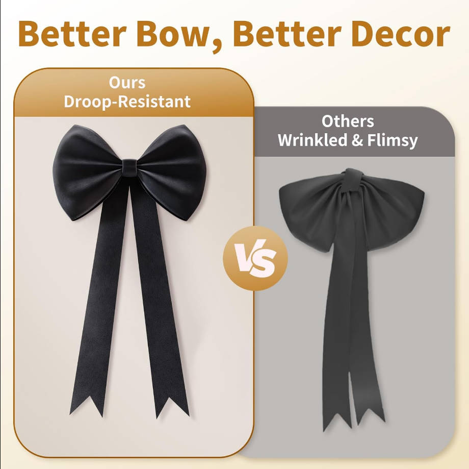Black Bow Birthday Decorations 25x61 Inch Big Wall Decor Backdrop Large Wedding Bridal Baby Shower Bachelorette Party Engagement Bow Themed Party Decorations for Girls Room Decor