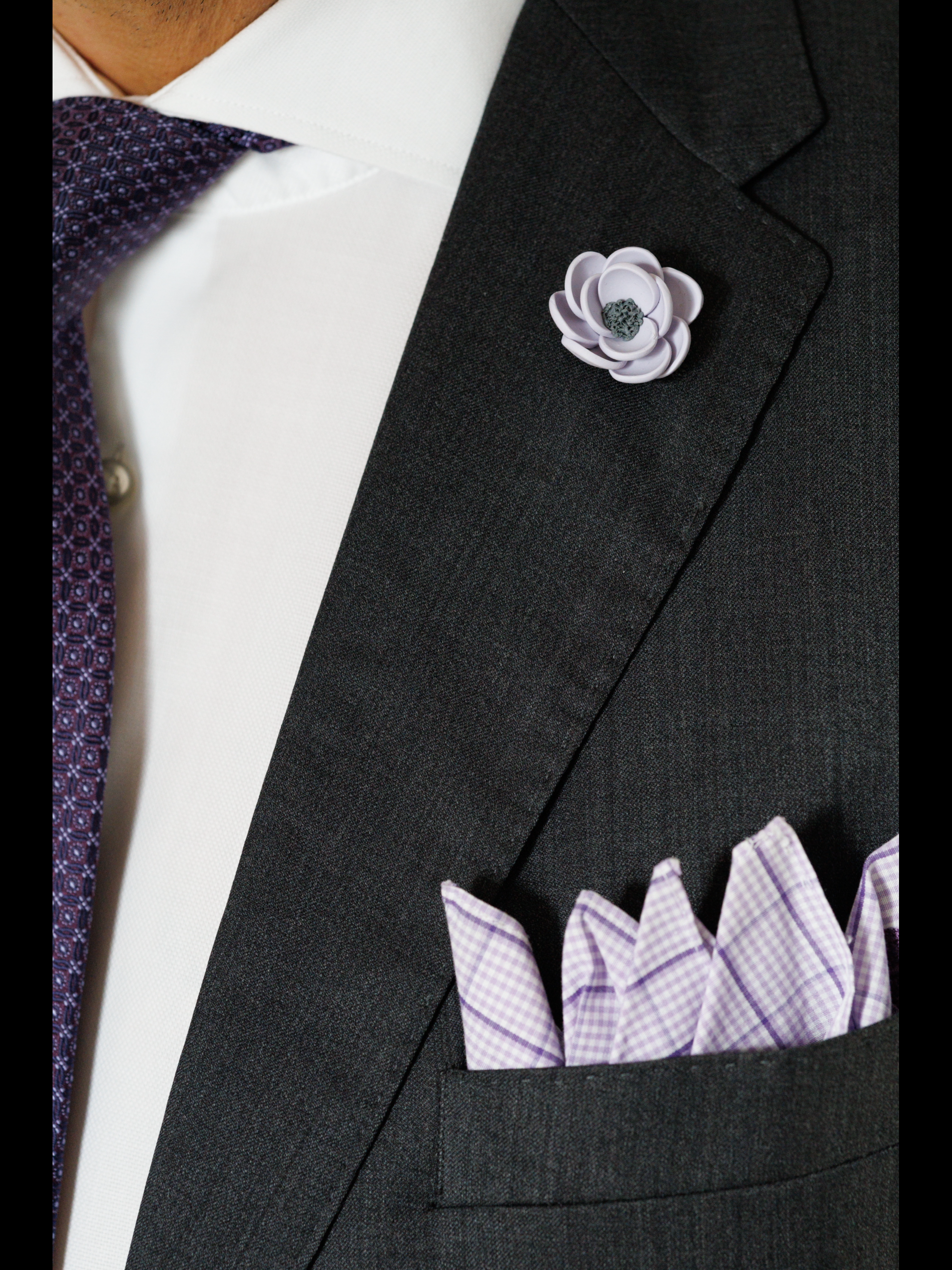 Men's Elegance Collection - Handcrafted Lavender Lux Flower Lapel Pin
