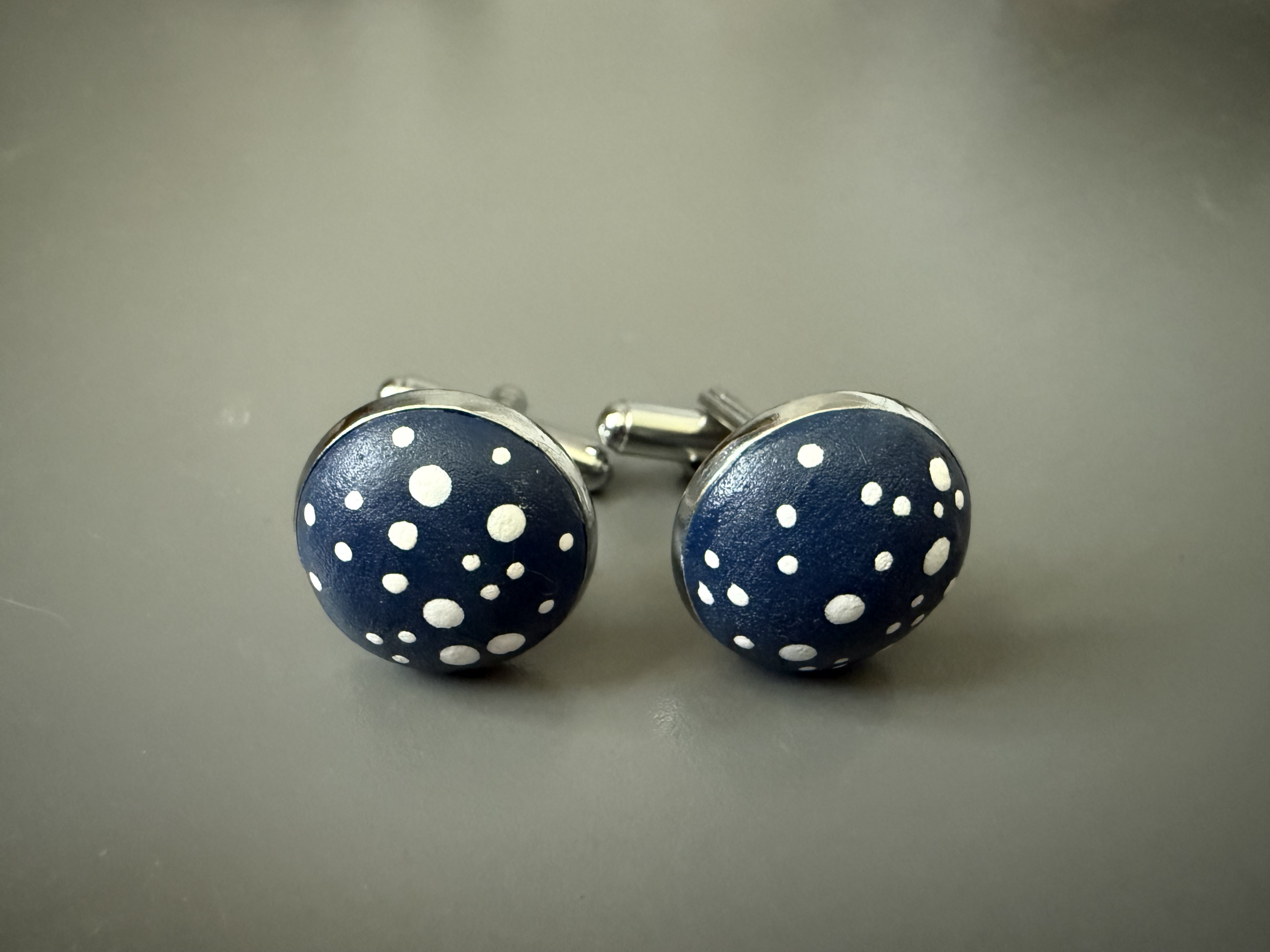 Men's Elegance Collection - Handcrafted Starlight Navy Cufflinks