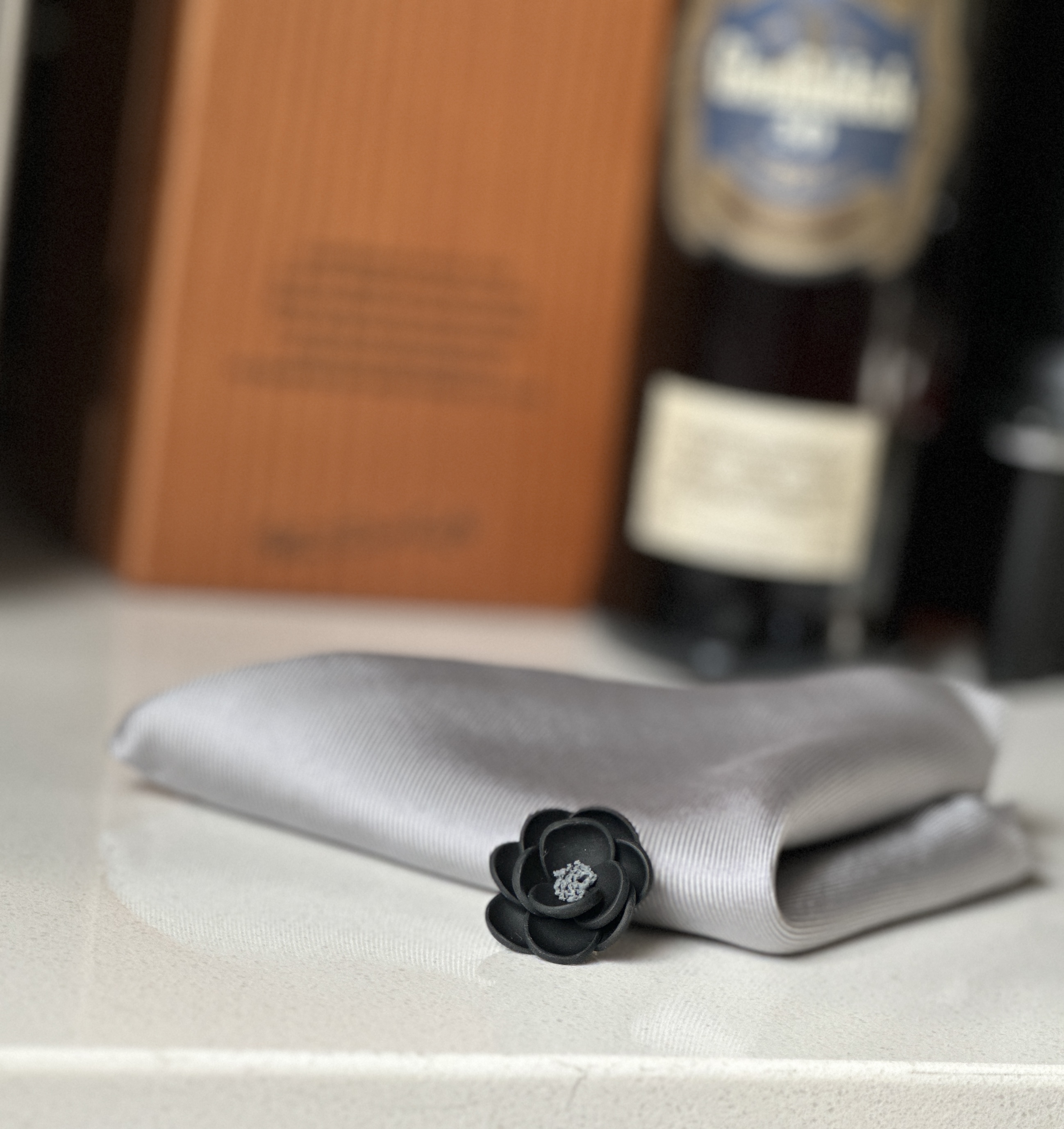 Men's Elegance Collection - Handcrafted Graphite Sky Flower Lapel Pin