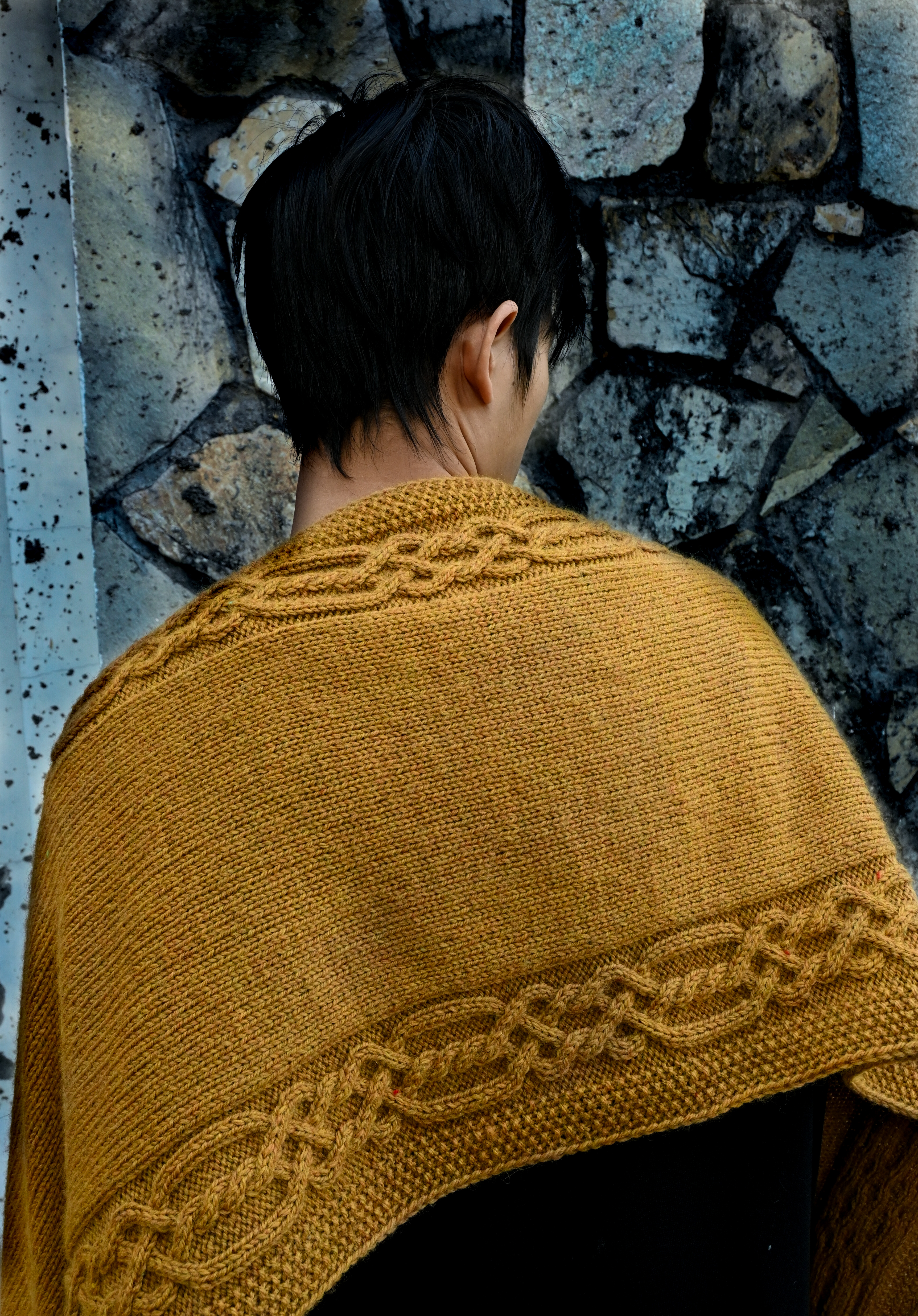 Golden weaver shawl 