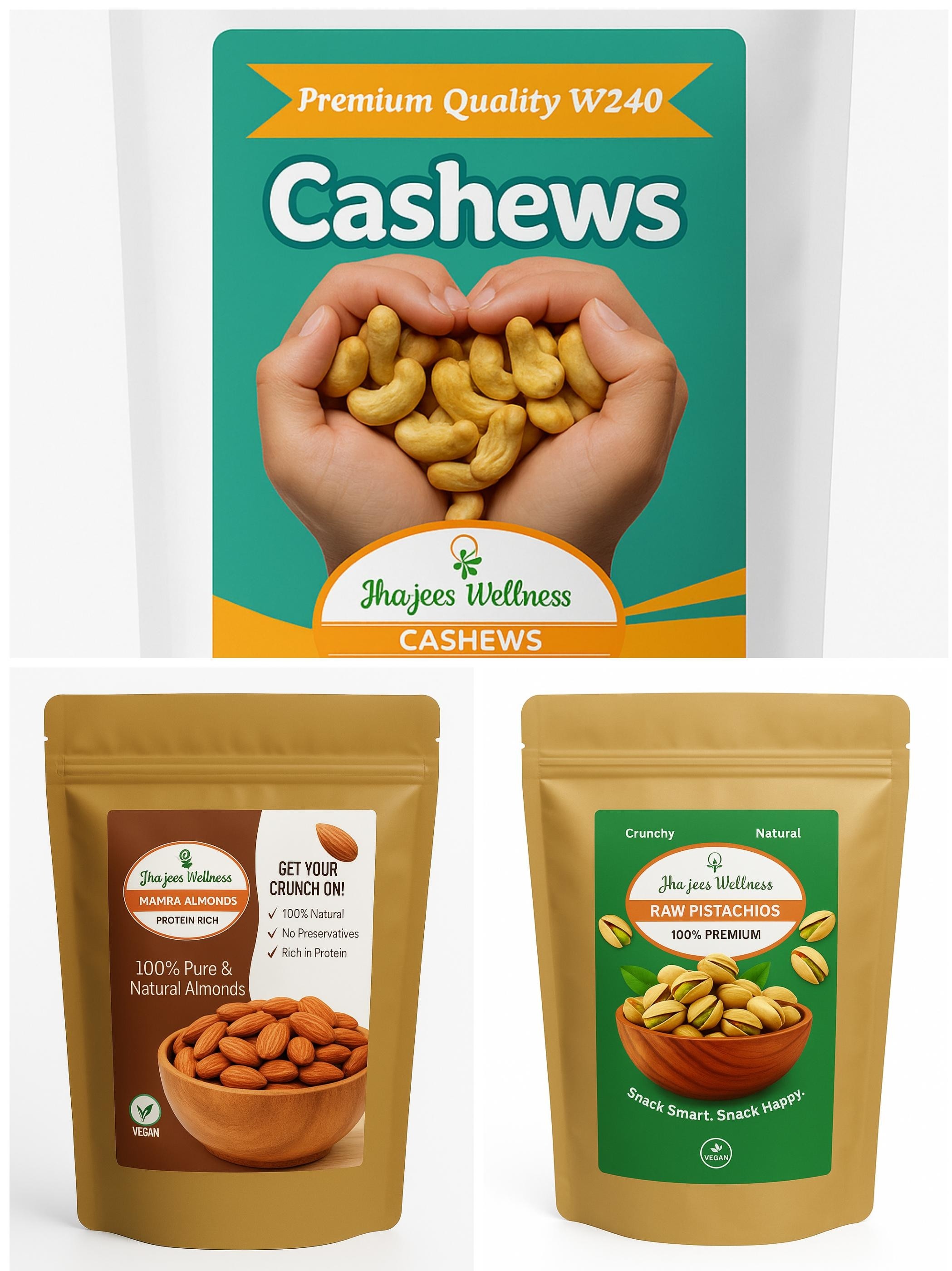Combo Pack Of Cashews, Almonds & Pistachios ( 3 Packets )