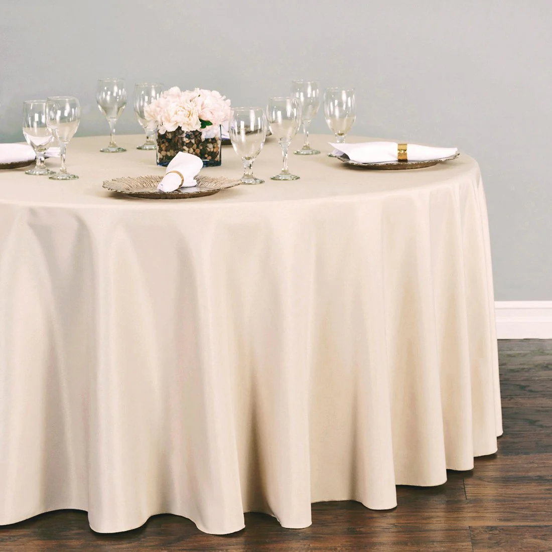 Round Beige Tablecloth