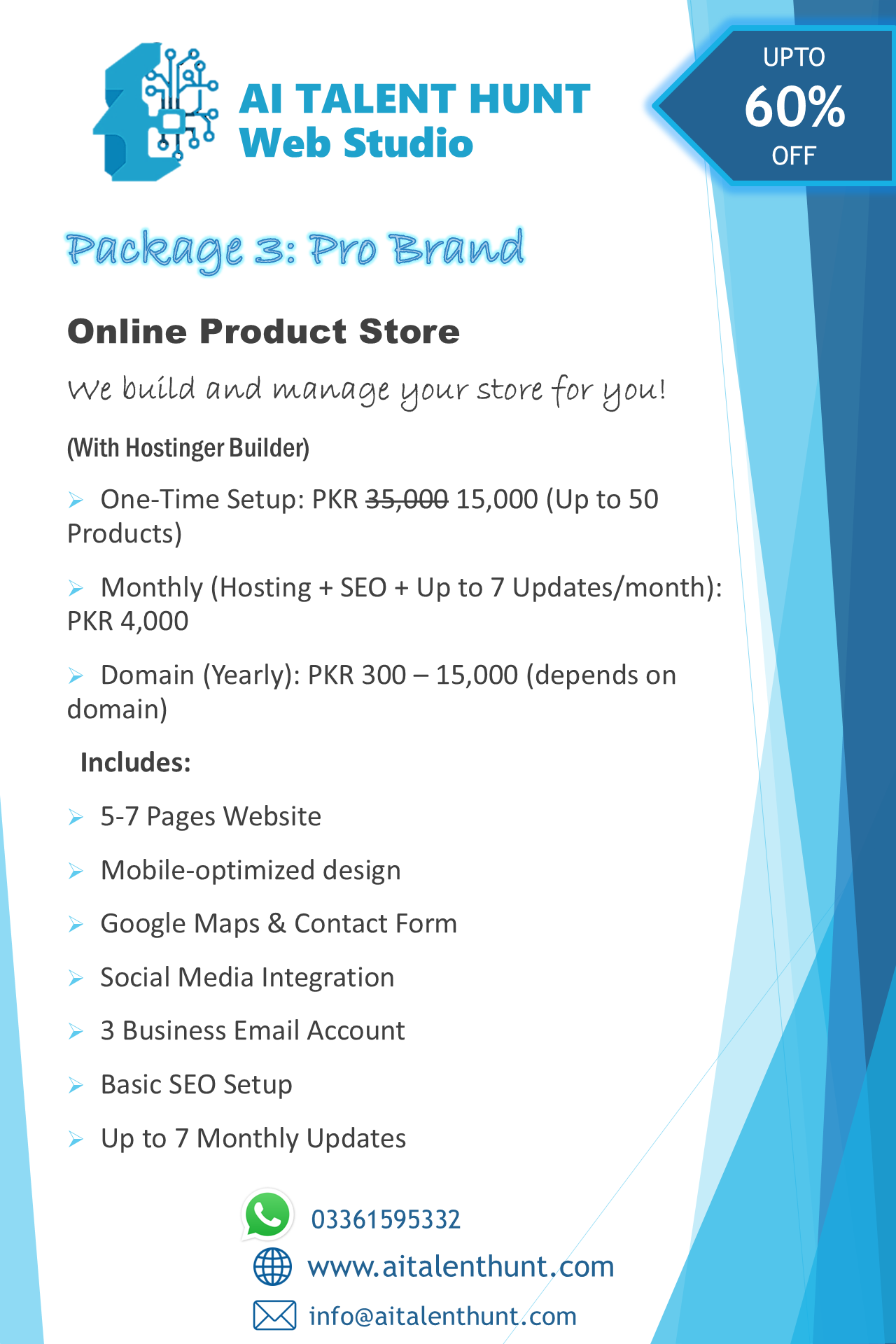 Package 3: Pro Brand - Online Product Store 