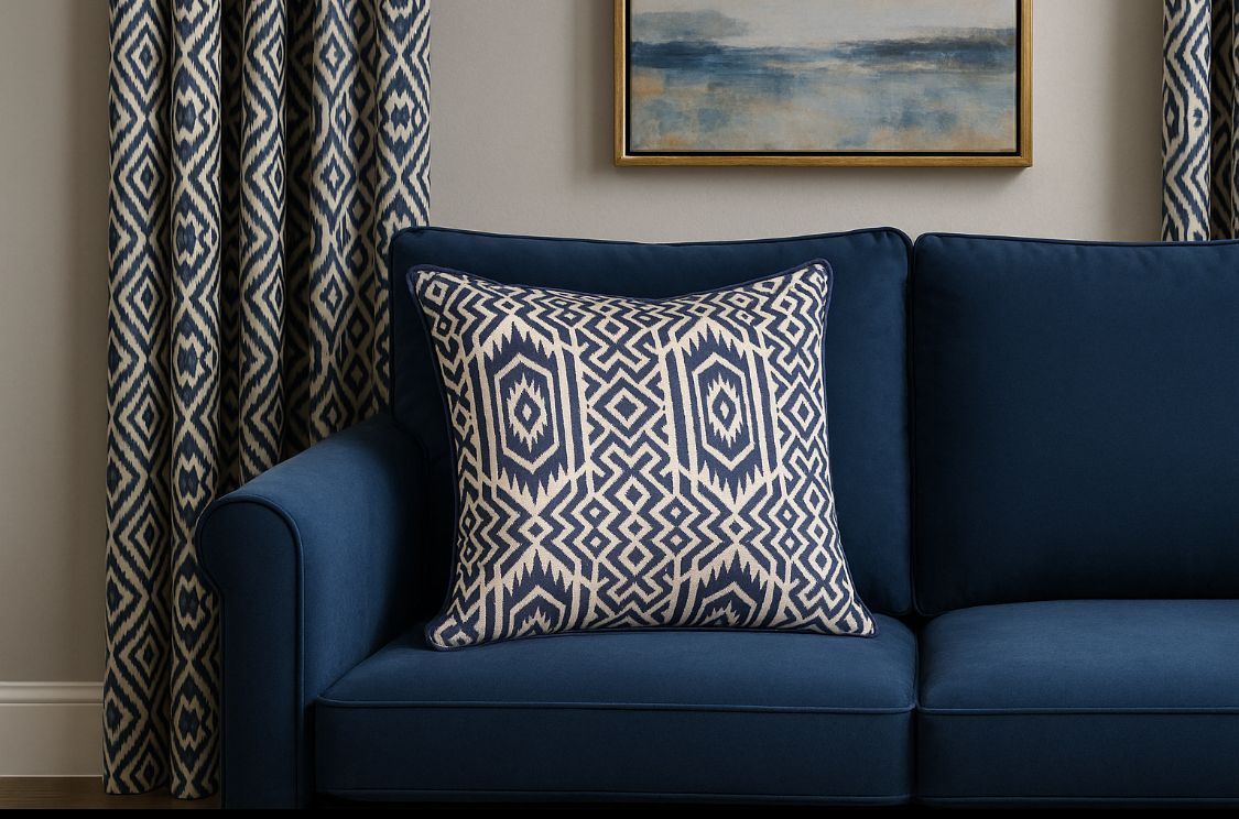 Deep Blue Vibes — Summer Linen Cushion 45x45cm