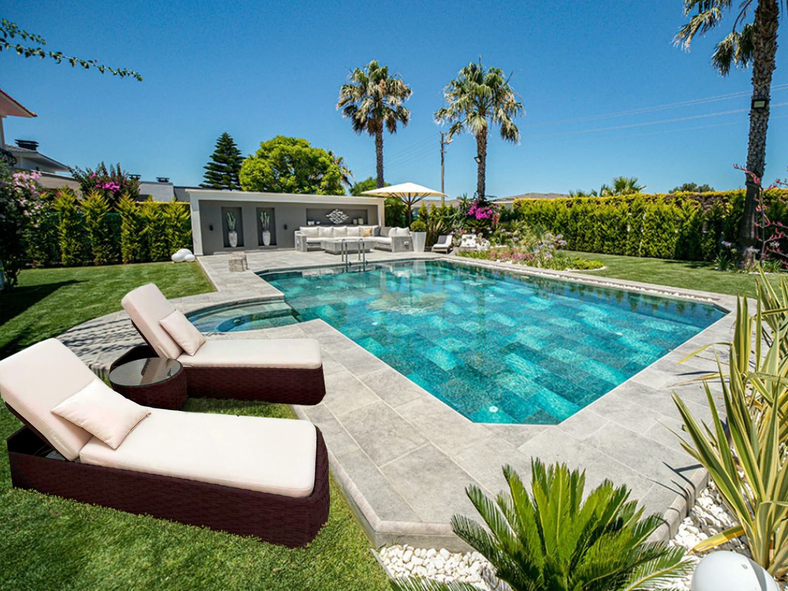 Sunny Chic Lounger Set – Adjustable Comfort for Poolside Relaxation