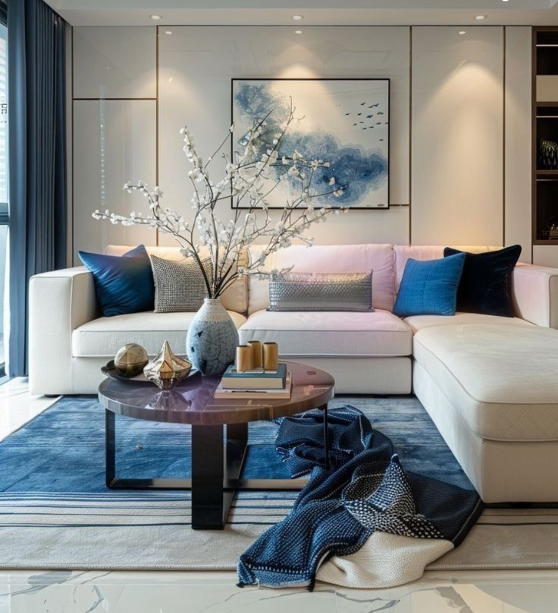 Royal Touch — Velvet Cushion 45x45cm Blue