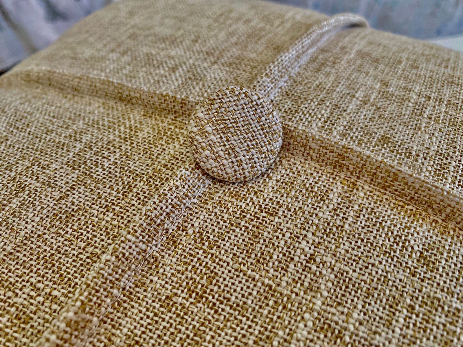 Natural Calm — Pure Linen Cushion 45x45cm Button Beige