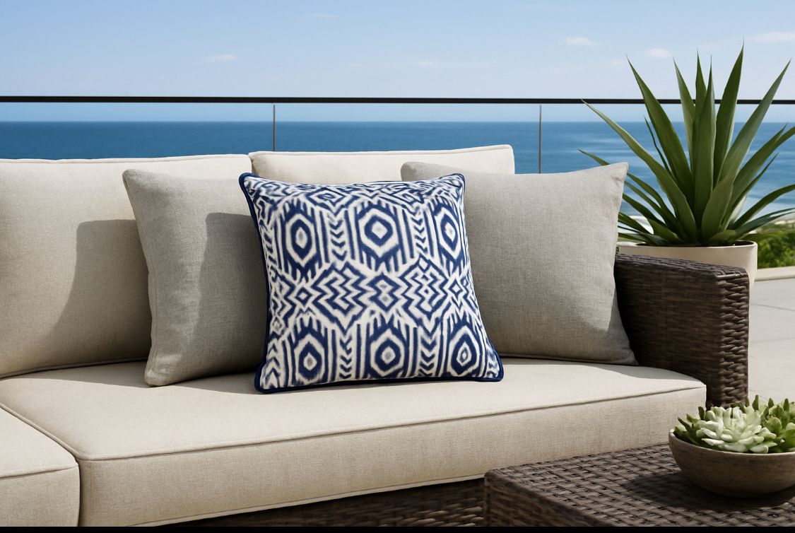 Deep Blue Vibes — Summer Linen Cushion 45x45cm
