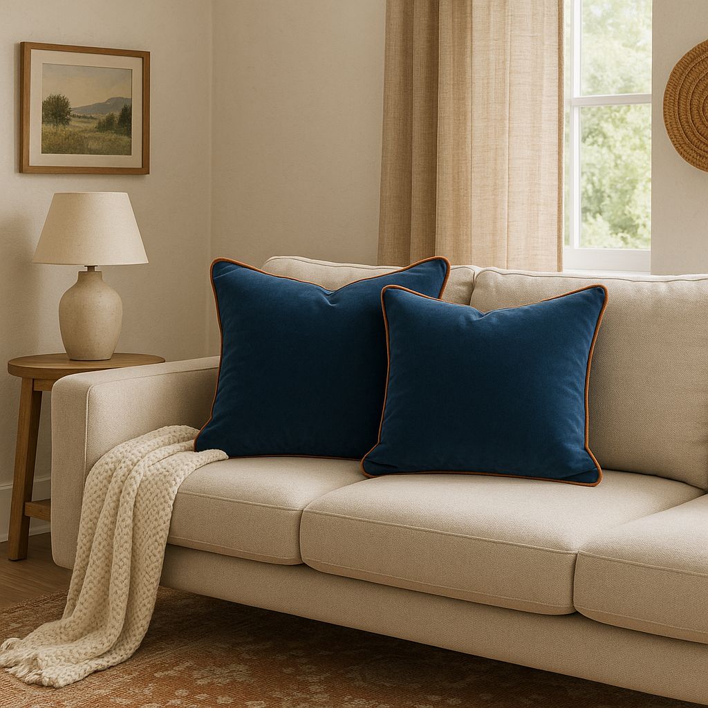 Royal Touch — Velvet Cushion 45x45cm Blue