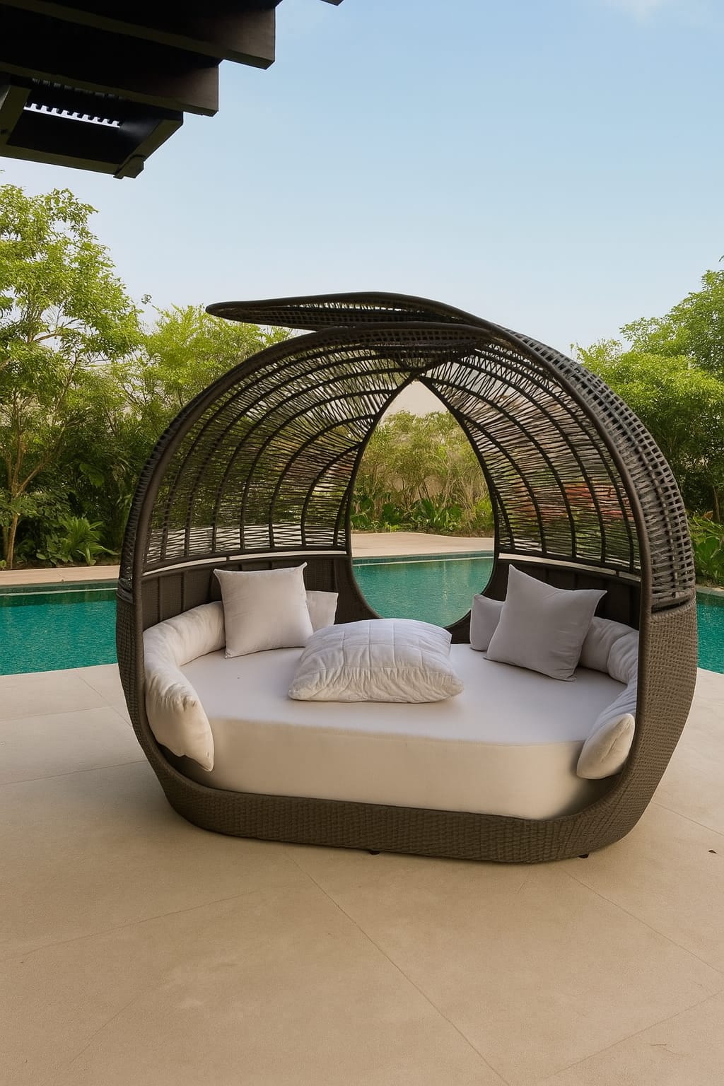 Shadow Bed – Luxurious Semi-Round Daybed with Canopy Elegance