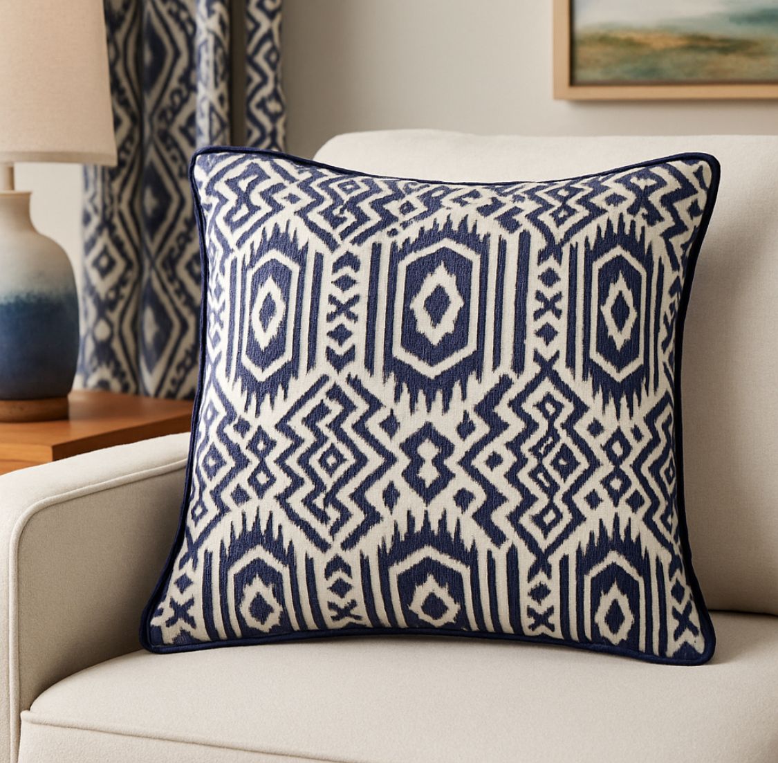 Deep Blue Vibes — Summer Linen Cushion 45x45cm
