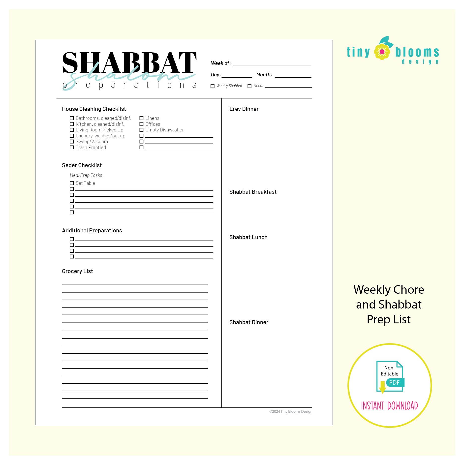 Weekly Parsha Study Guide and Shabbat Prep 5-Page Bundle
