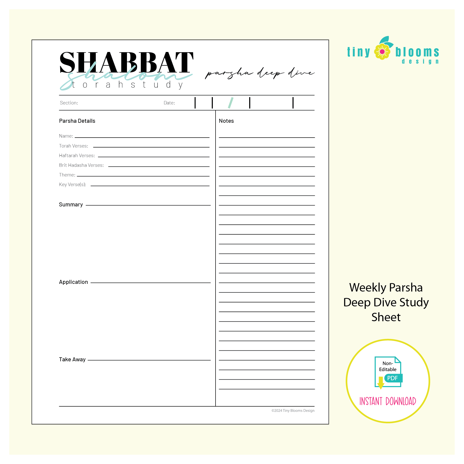 Weekly Parsha Study Guide and Shabbat Prep 5-Page Bundle