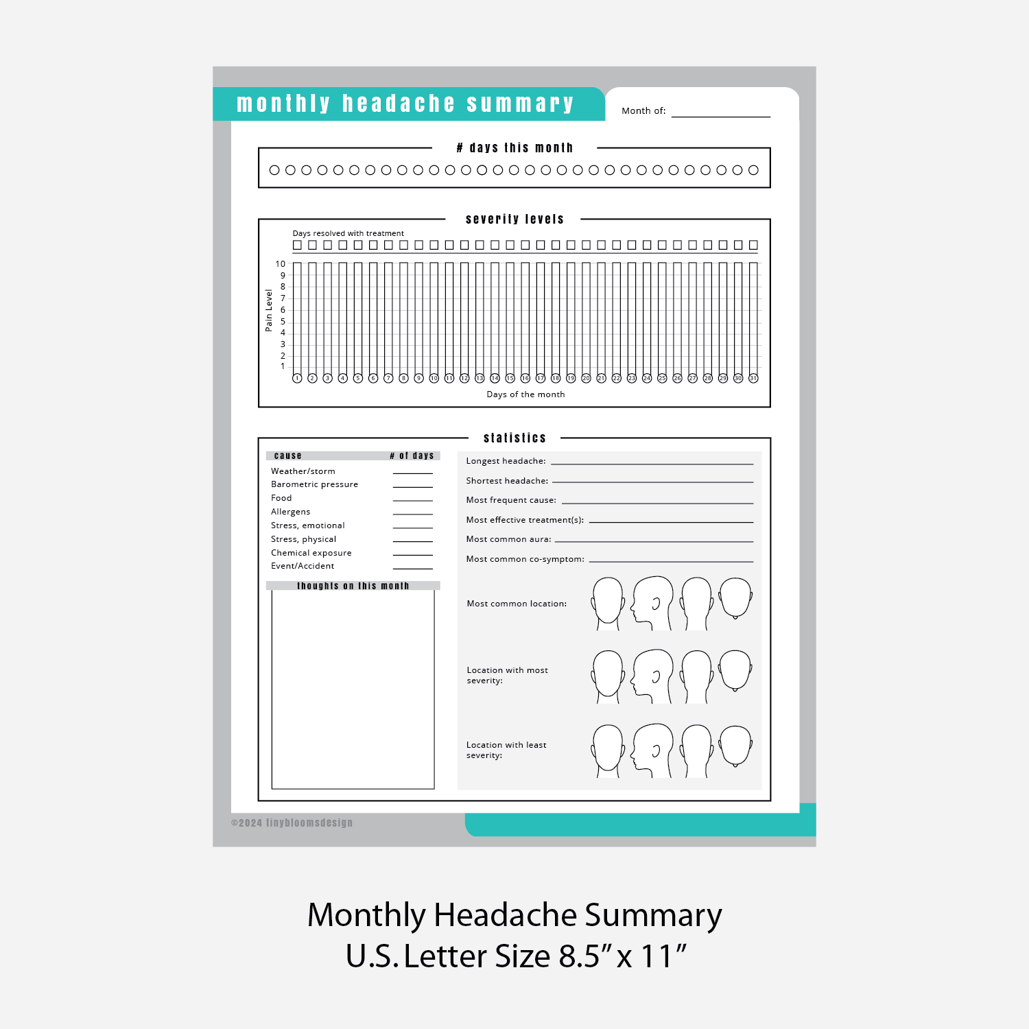 Daily & Weekly Headache Tracker 2-pg Set