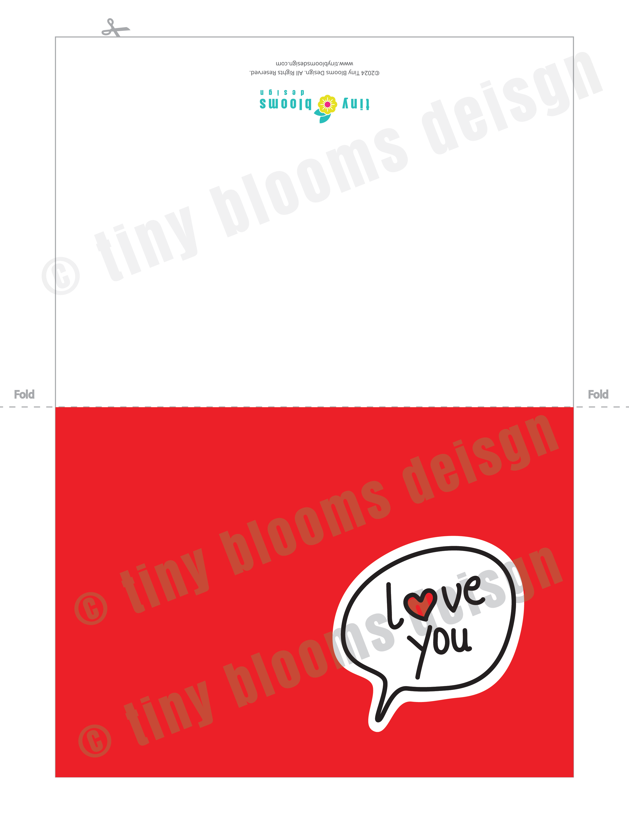 Love You Speech Bubble 5x7 Greeting Cards & Envelope Set