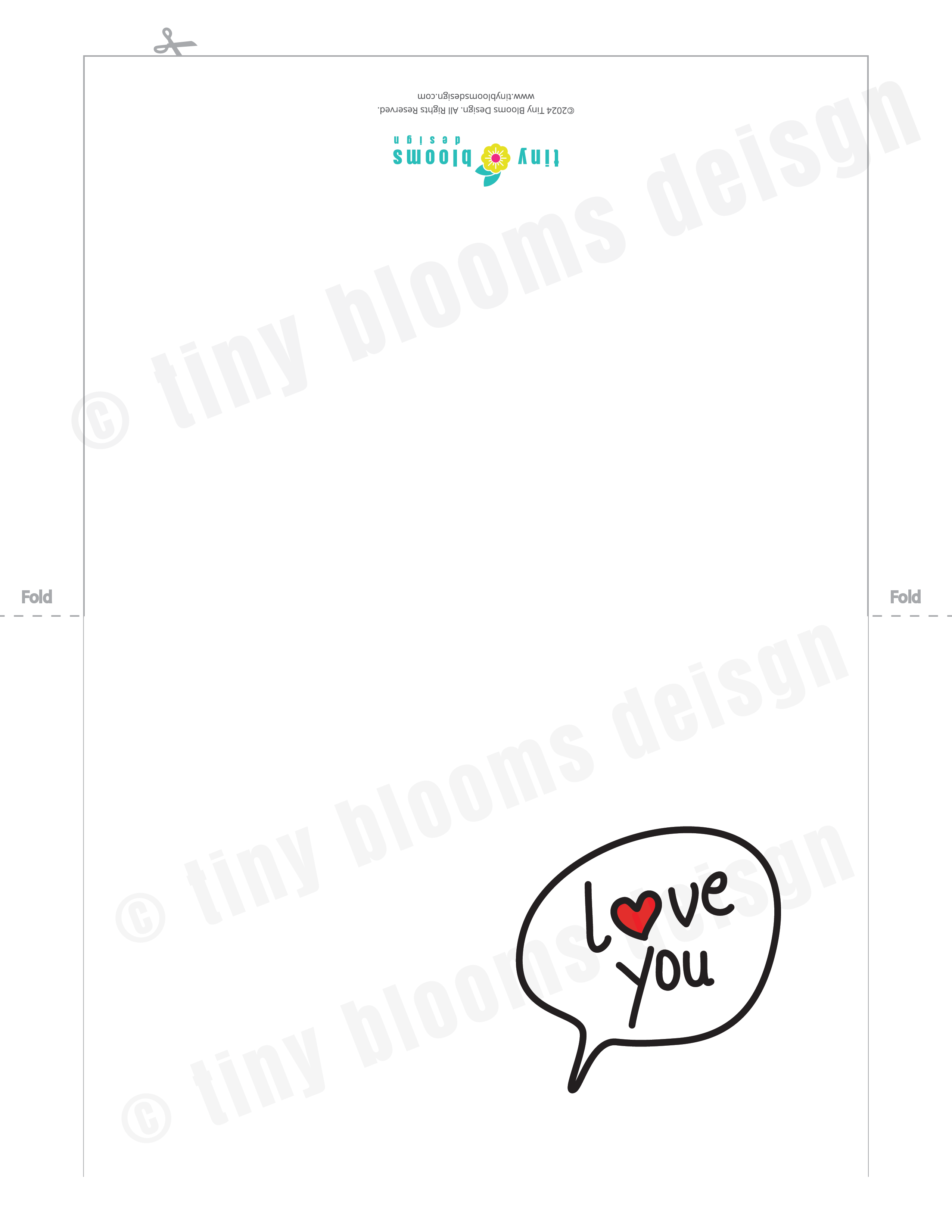 Love You Speech Bubble 5x7 Greeting Cards & Envelope Set