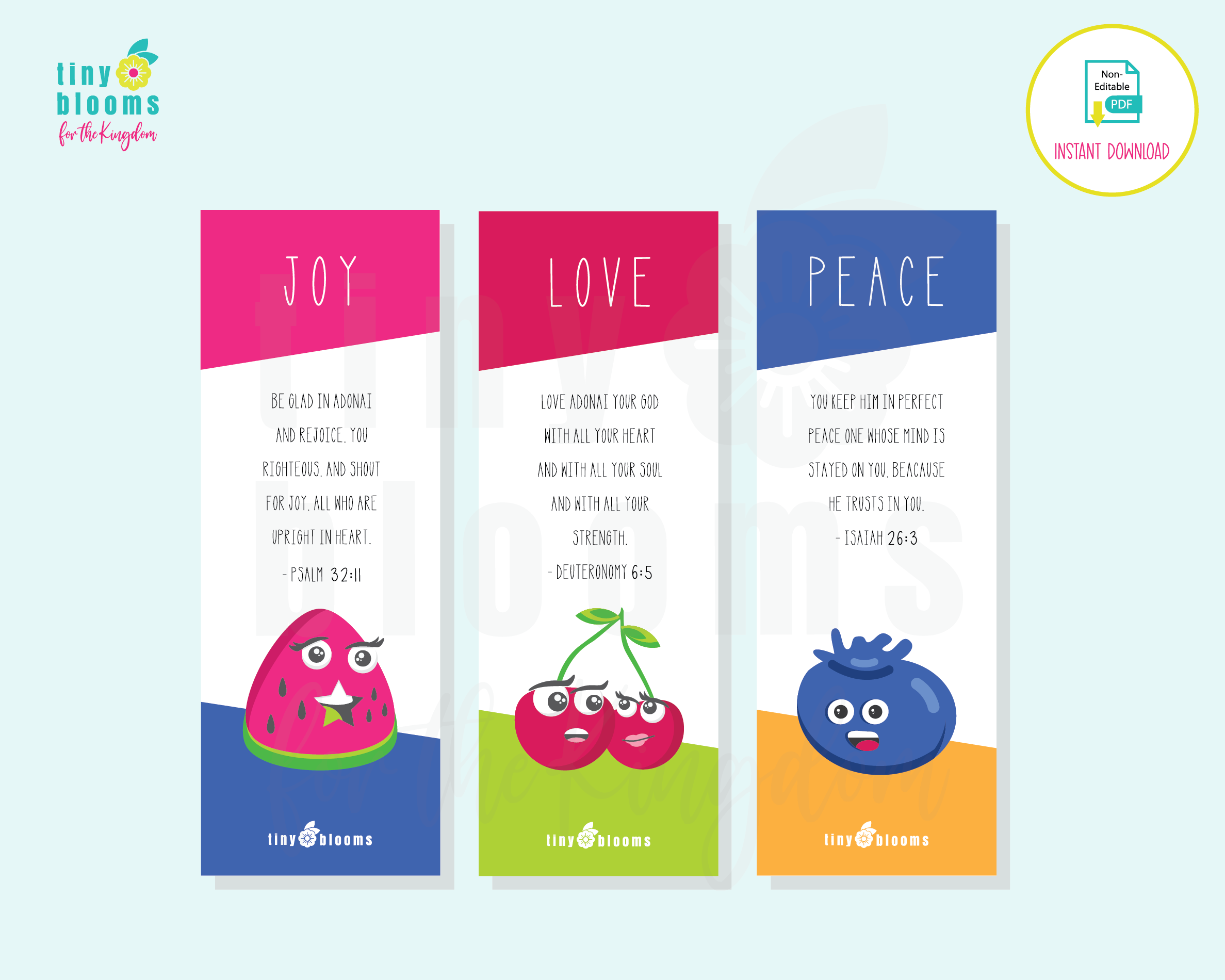 2" x 6" Fruit of the Spirit 9-pc Bookmark Set