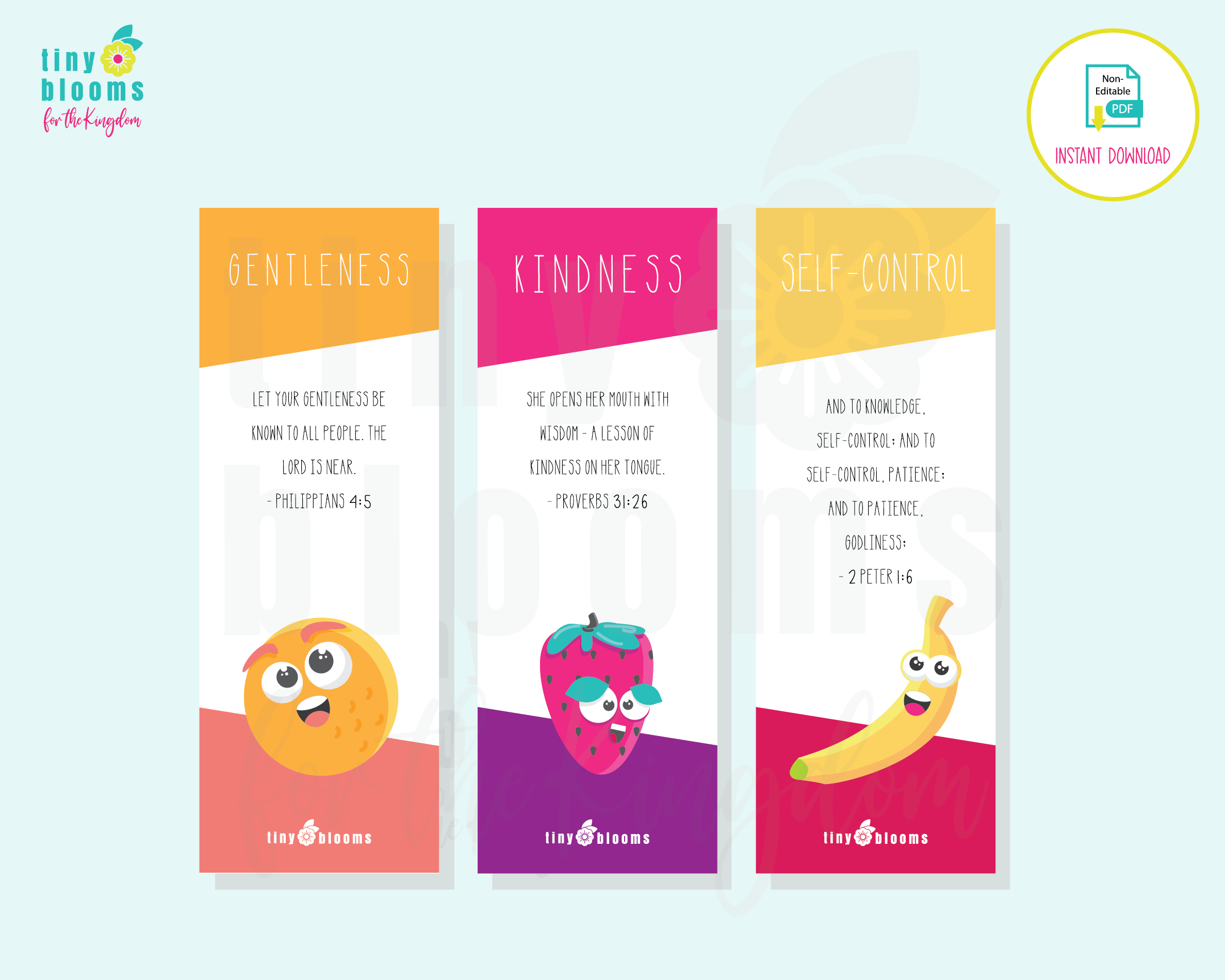 2" x 6" Fruit of the Spirit 9-pc Bookmark Set