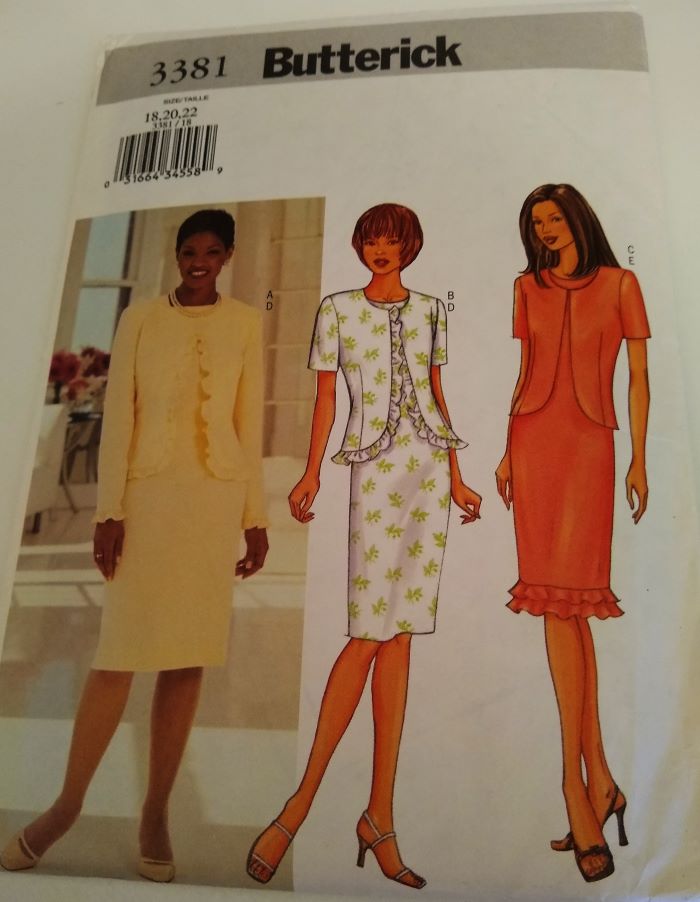 Butterick 3381 Misses’ Jacket & Dress Sewing Pattern (Sizes 18–22, Plus Size)